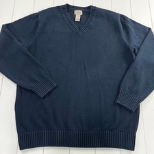 L.L. Bean V-neck Navy Blue Cotton Knit sweater men s size LT Large Tall