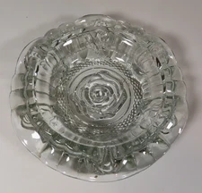 Vintage Clear Glass Ashtray 6" Diameter Embossed Roses