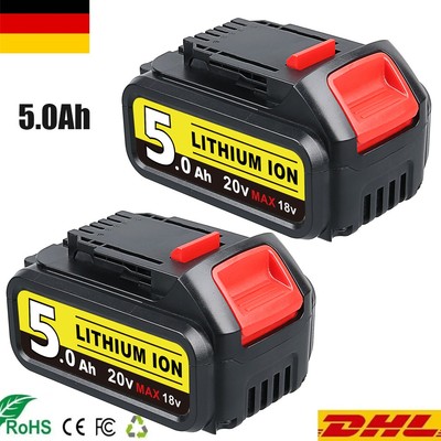 2x 5,0Ah DCB200 Akku Für Dewalt 20V Max Lithium Battery DCB201 Power Tools DE