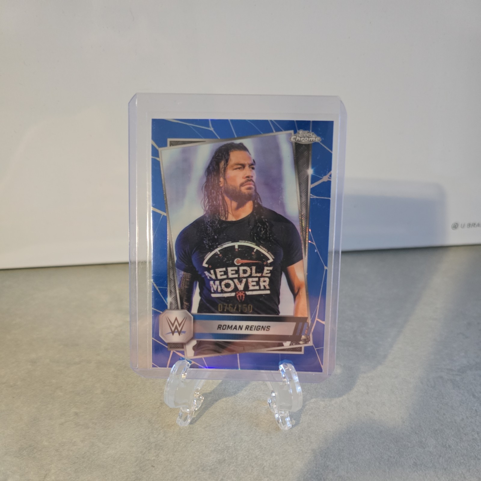 Roman Reigns 2025 Topps Chrome WWE #3 Blue Refractor SP 12/150