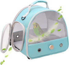 Bird Travel Cage, Portable Small Bird Parrot Parakeet Carrier with Standing Perc