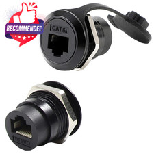 RJ45 Shielded Panel Mount Coupler - 2PCS CAT6A Black - High-Speed Networking