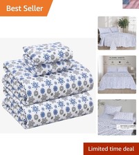All-Season Queen Flannel Sheets - Deep Pocket 16 OEKO TEX Certified, 4 Pieces