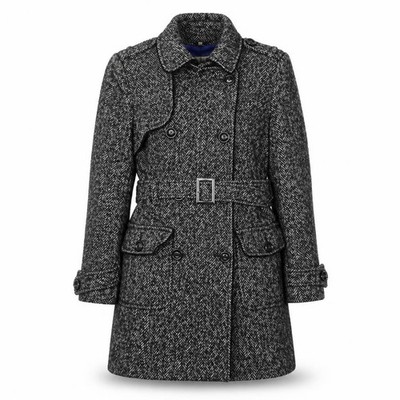 Jasper Conran Damen Trenchcoat Größe 12 Schwarz Fischgrät Mittellang Business