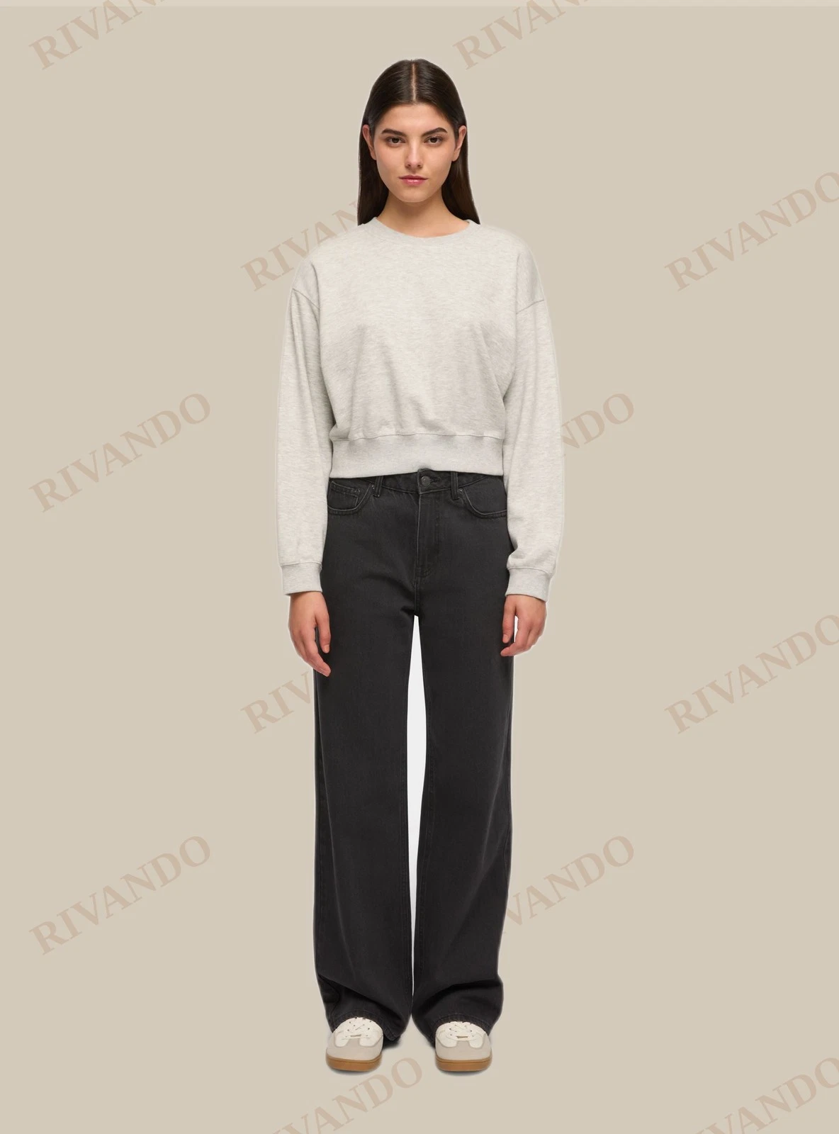 Jeans wide leg - Nero denim