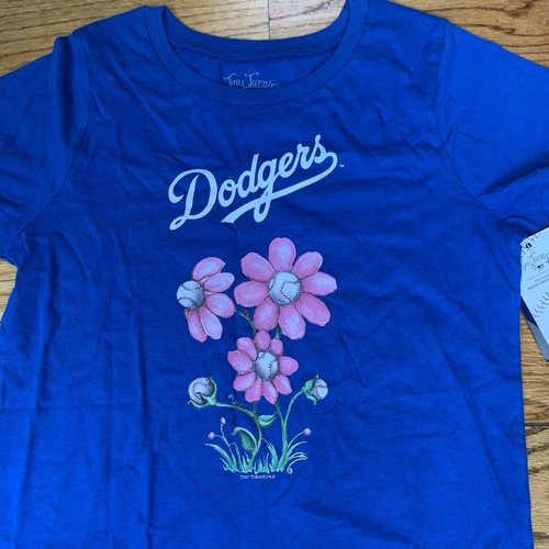 Los Angeles Dodgers Tiny Turnip Blooming Baseballs T-Shirt Blue Women’s Medium - Picture 2 of 6