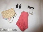 VINTAGE BARBIE DOLL FASHION CLOTHES #923 ACCESSORIES SUIT BLK GLASSES EARRINGS