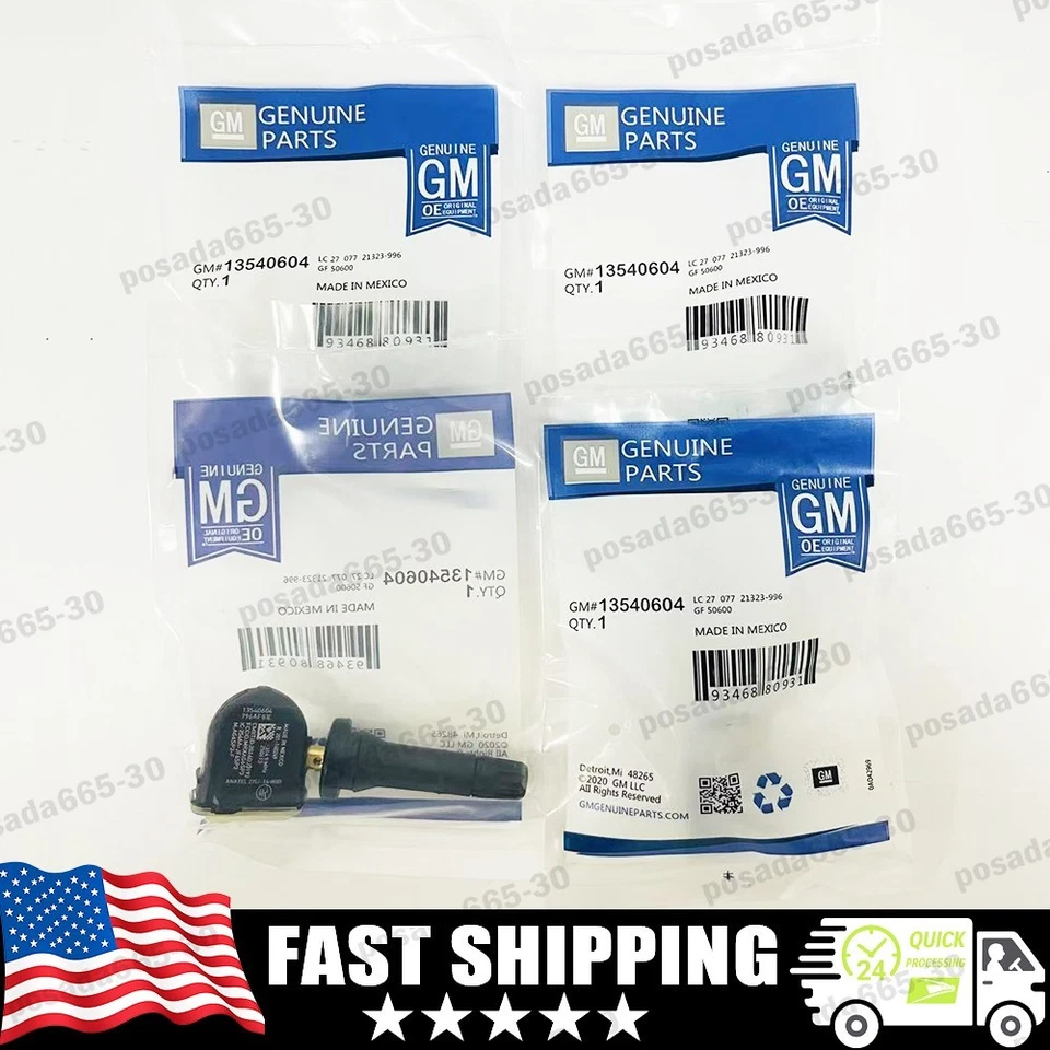4x Genuine TPMS 13540604 Tire Pressure Sensor Buick Chevrolet Cadillac Escalade - Image 1 of 4