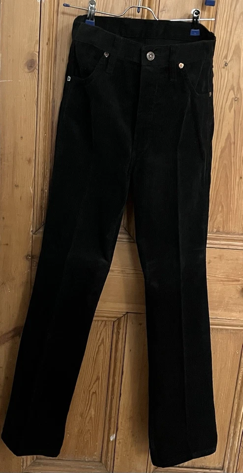 Vintage 1979s Flared Black Canvas Jeans - Size W30 L32 - Faulty Waistband Button - Image 3 of 4