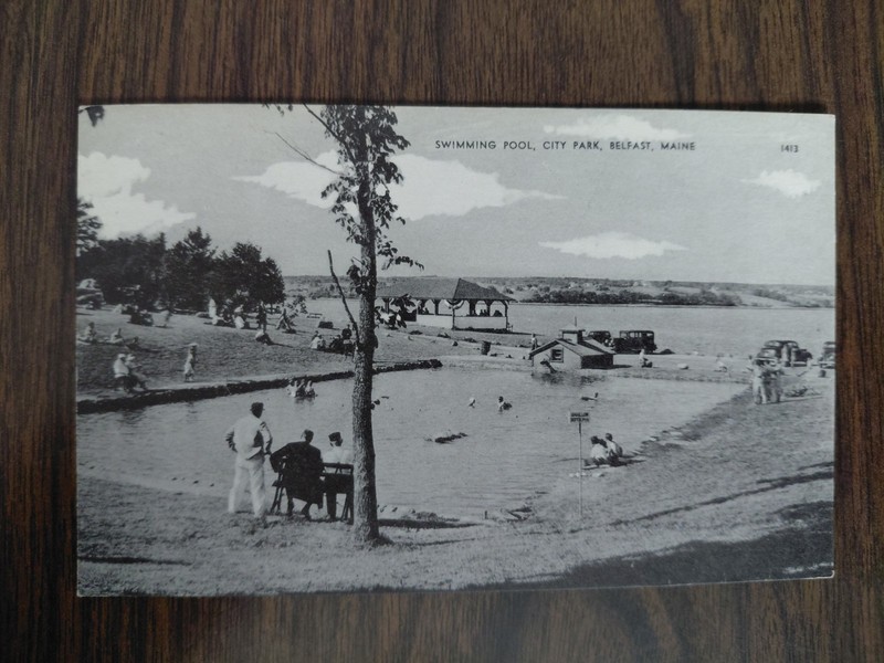 Belfast Maine ME Swimming Pool  City Park Vintage Postcard