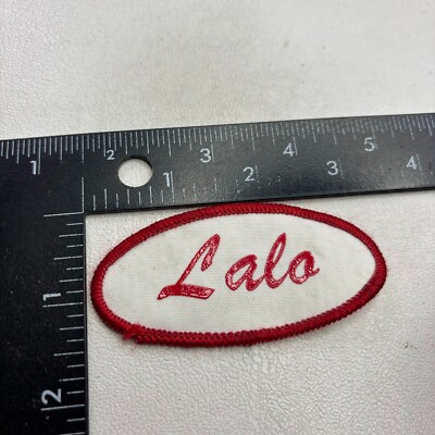 Vintage Red On White NAME LALO Patch (Workwear Name Tag, Uniform ID) 19U4
