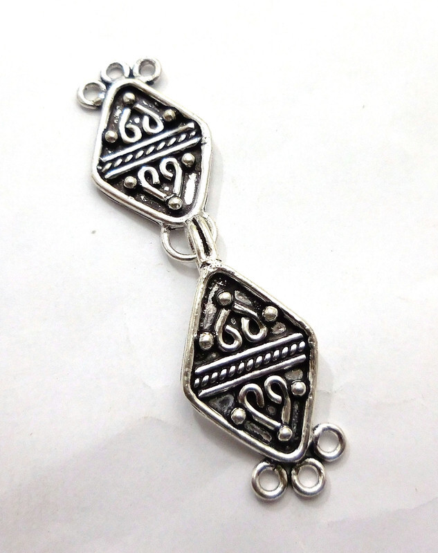 5 SET 62X19MM TOGGLE CLASP 3 STRAND ANTIQUE STERLING SILVER PLATED 419
