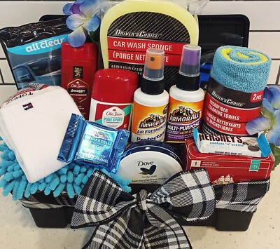 Men's Boyfriend Hamper Gift Basket Old Spice Birthday Bath Body Spa Car Wash