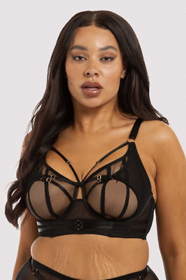  Playful Promises PP3144B BLACK Eddie Crossover Underwire Bra, US 34H, UK FF