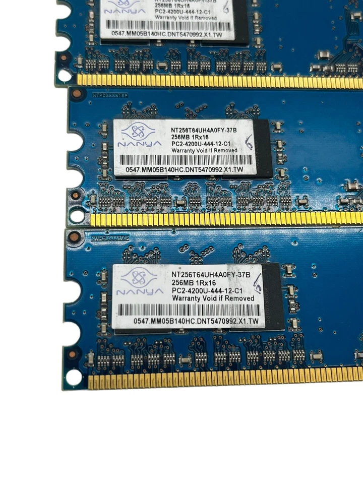 4x NANYA 256MB 1Rx16 PC2-4200U-444-12-C1, NT256T64UH4A0FY-37B Desktop Memory - Image 3 of 4