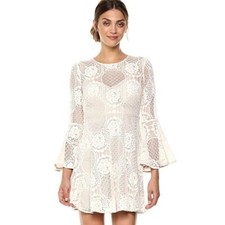 Donna Morgan Women’s Ivory Floral Crochet Lace Bell Sleeve Dress Size 10