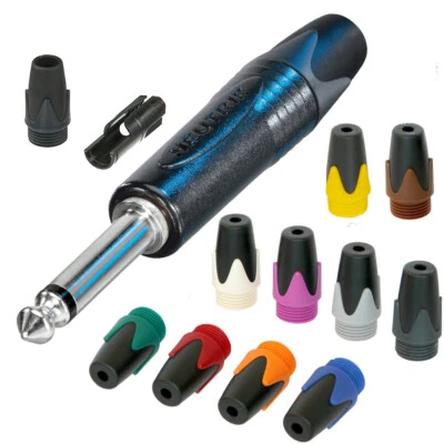 Neutrik NP2X-BAG Mono TS Jack Plug Black Silver Contacts 1/4 Inch Bush Colours