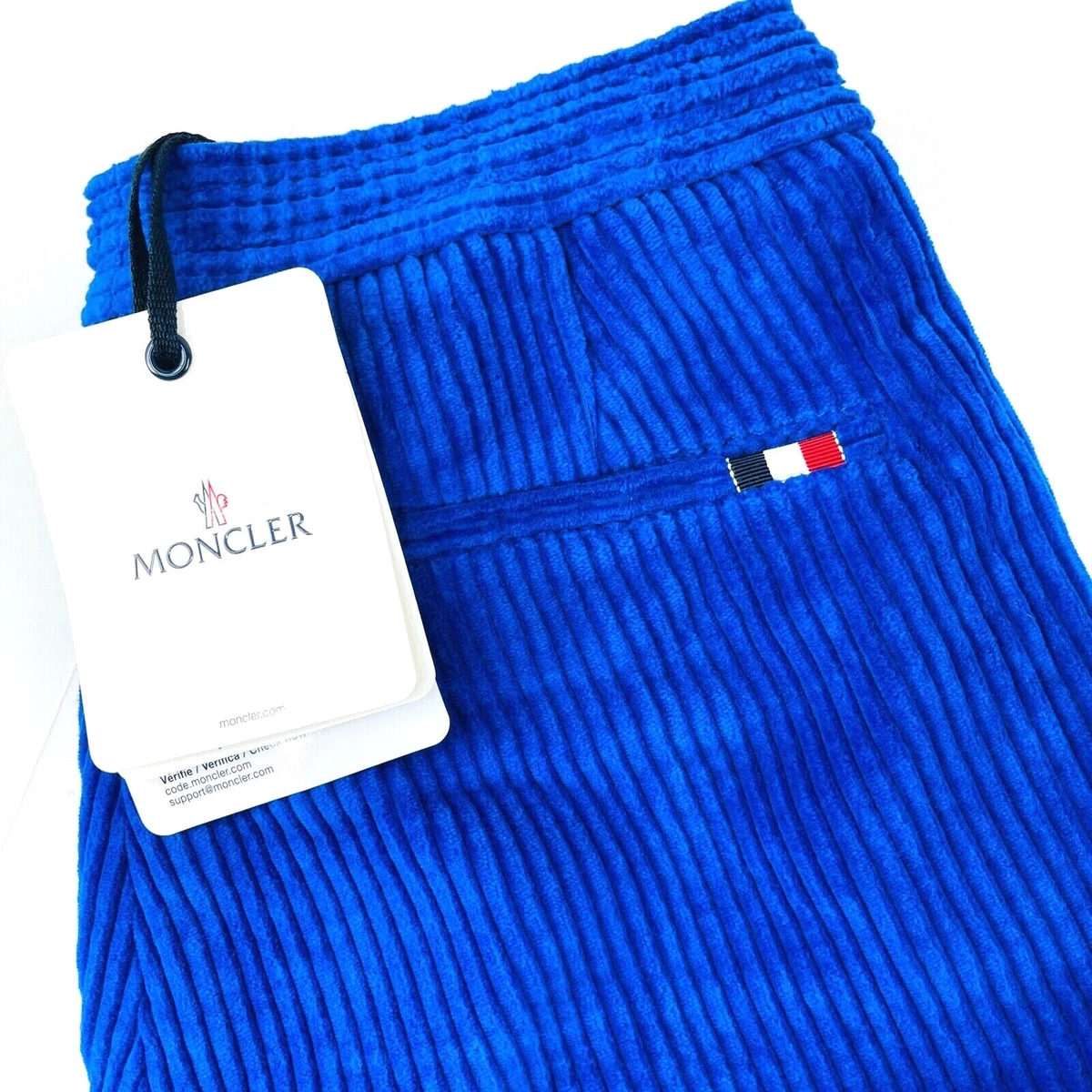 Moncler Pantalone Sportivo Blue Rib Cord Cotton Drawstring Pant Mens EU 46 52