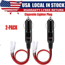 2 Pack Lighter Cigarette Male Plug Replacement with Leads 12V Fused US Stock