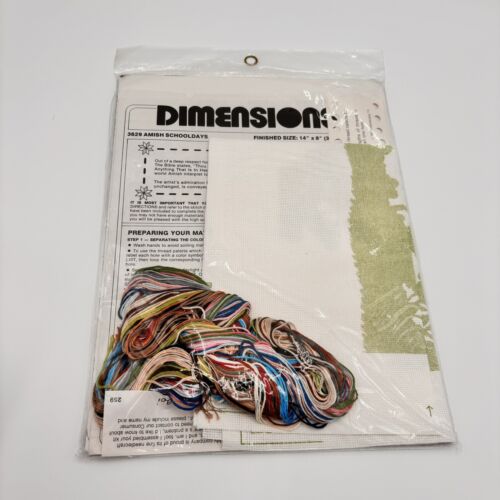 Vtg 1987 Dimensions AMISH SCHOOLDAYS Counted Cross Stitch Kit #3629 Color Chart - Picture 4 of 10