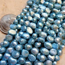2 strands 6mm Powder Light Blue Freshwater Pearl potato nugget Beads, 60 beads