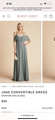 birdy grey sea glass dress used Sea Glass Bridesmaid Dress Matte Satin Size 1X