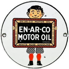 VINTAGE WHITE ROSE GASOLINE PORCELAIN SIGN GAS STATION PUMP PLATE MOTOR OIL