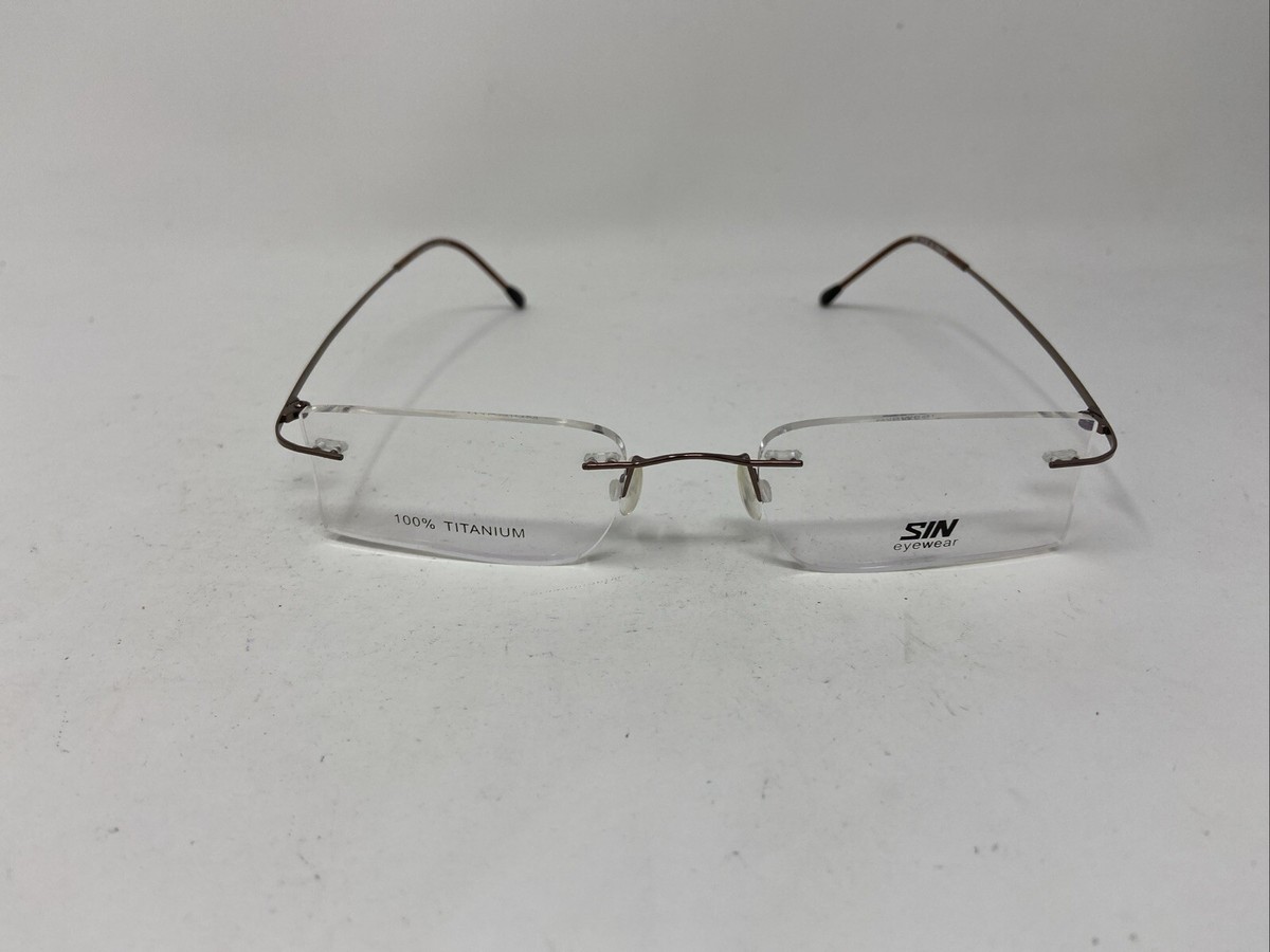SIN EYEWEAR ST 1365 BROWN 51/20/135 TITANIUM RIMLESS UZ00 | eBay