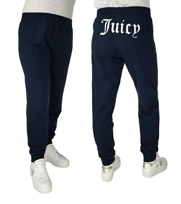 Juicy Couture Joggers Navy Blue Small Core Gothic Logo Banded Cuff Trousers