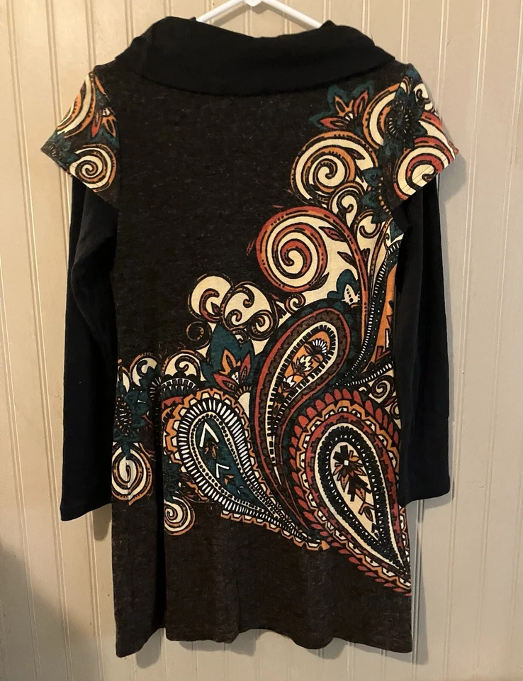 Aryeh Sweater Dress Boho Mod Retro Print Size M - Image 2 of 4
