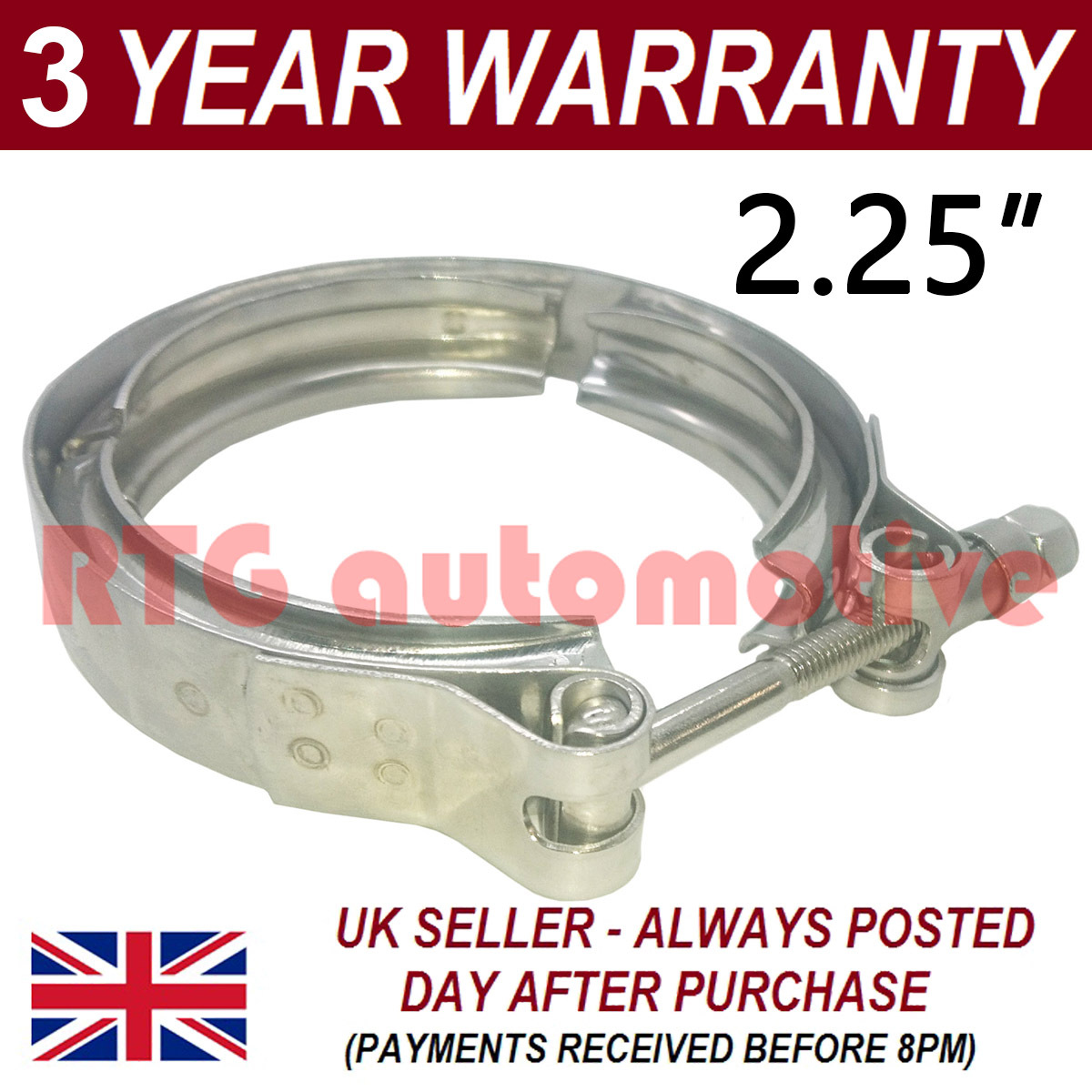 Hz 2.5'' inch V-Band Flange & Clamp Kit for Downpipe Turbo Exhaust Stainless Steel hzcla001