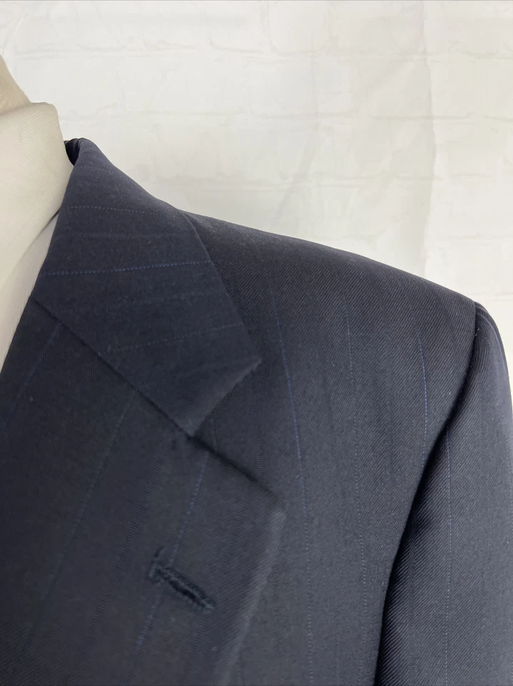 Винтажный мужской темно-синий полосатый шерстяной блейзер Burberry 42R $2,198 - Изображение 2 из 4