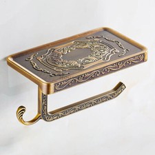 Vintage Bathroom Tissue Rack Toilet Roll Paper Holder Wall Mounted Phone Shelf