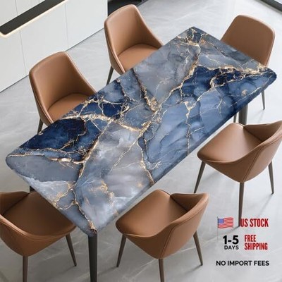 Rectangle Table Cloth with Elastic Edge 72'' x 30'' (Rectangular) Blue Marble