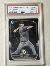 2023 Bowman Chrome Draft Sapphire Bowman 1st Cole Miller Black /10 PSA 10 POP 1