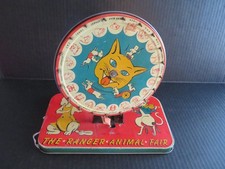 Vintage Tin Toy Bingo Pinwheel The Ranger Animal Fair Ranger Steel Productions