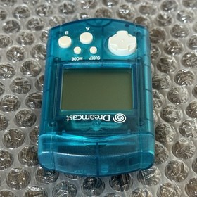 Sega Dreamcast Aqua Clear Blue VMU Visual Memory Unit + Dust Cover HKT-7000 JPN