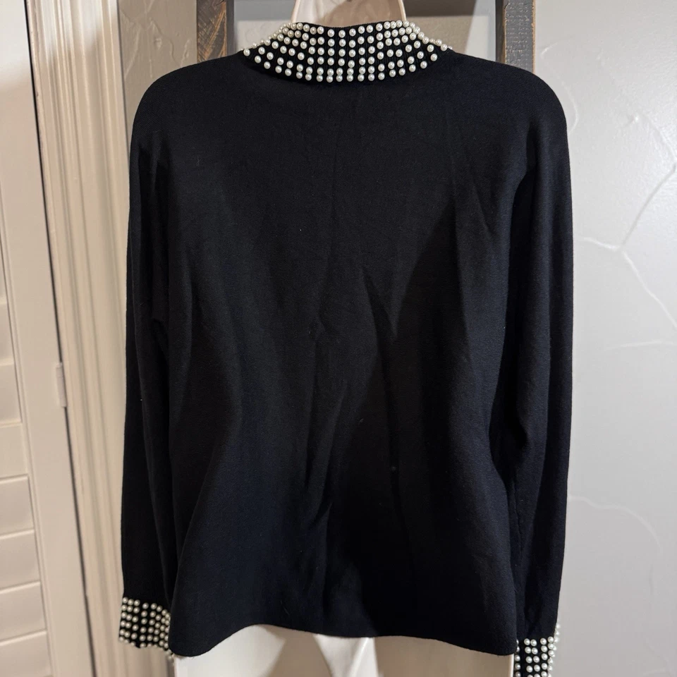 Suéter Top LIV Milano Negro Tachonado Cuello Perla Grande Glamour Elegante Fiesta Nuevo con Etiquetas Foto 3 de 4