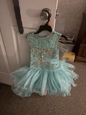 Girls Blue pageant Dress with Rhinestone Embellishments, Lace-Up Back, Tutu