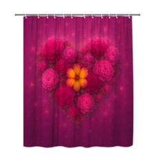 Floral Heart Pink Shower Curtain - Vibrant Flower Design Home Decor