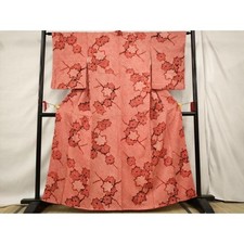Heiwaya Kimono Pure Silk Maple Pattern Used Japan