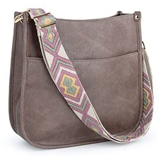Vegan Leather Crossbody Fashion Shoulder Bag Purse with A23-light Purple