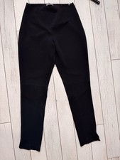 Sara Pacini Womens Slit Hem Knee Detail Pants Size 1 Small 6-8 Black Zip