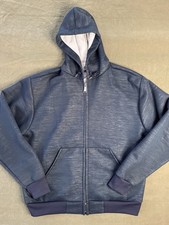 Vintage 80s Thermal Lined Zip Hoodie USA Made Navy XL Waffle Hoodie