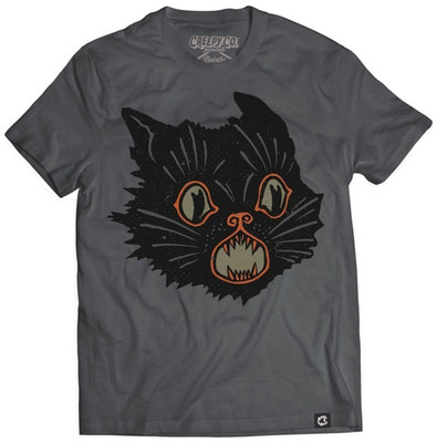 NEW Creepy Co Beistle SCRATCH CAT GRAY T-Shirt Tee XS Extra Small ONLY Halloween