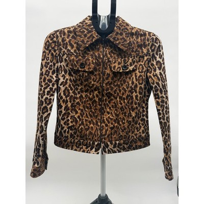 Dolce & Gabbana D&G VTG Y2K Leopard Print Zip Jacket Made Italy Women IT 42 US 6