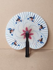 Japaneese Authentic Hand Paper Fan Flower Butterfly Pattern Metal Handle
