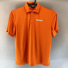 Whataburger Employee Uniform Polo Shirt Mens Medium Orange Striped Performance