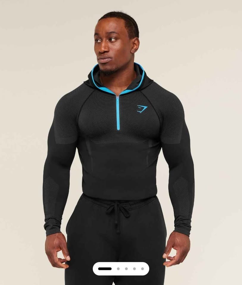 GymShark Onyx 5.0 Black/Blue Hoodie - NEW - Size XL - BRAND NEW IN HAND