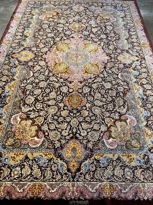6x10 Luxurious Fine Hand-Knotted 100% Silk Signed Persiane Qume Rug Handmade